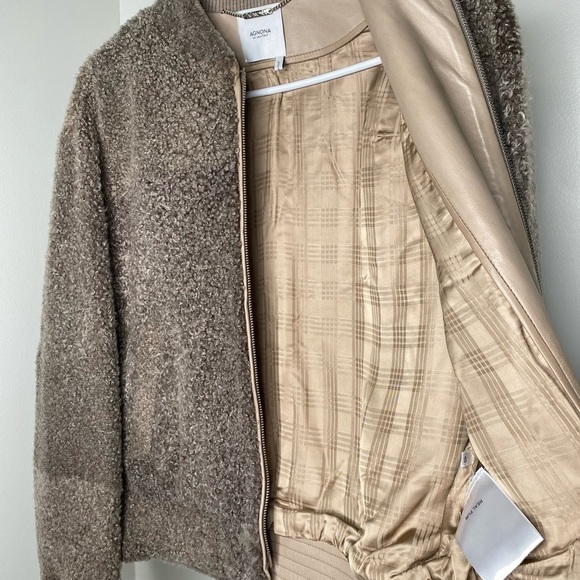 Agnona Women’s Grey Lamb Fur Bomber Jacket — Size 40 (Italy / EU 40) - Picture 4 of 10